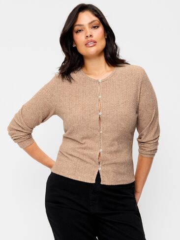 Old Navy Long-Sleeve Button-Front Pointelle Top - Oatmeal Heather in Kuwait