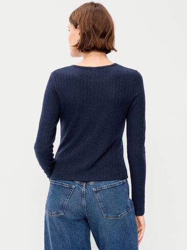 Old Navy Long-Sleeve Button-Front Pointelle Top - In the Navy in Kuwait