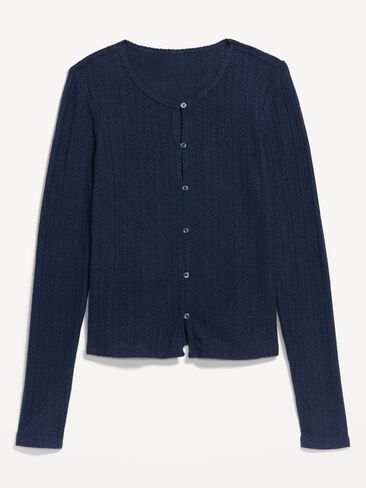 Old Navy Long-Sleeve Button-Front Pointelle Top - In the Navy in Kuwait