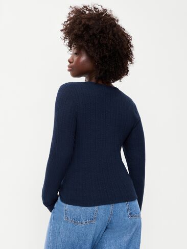 Old Navy Long-Sleeve Button-Front Pointelle Top - In the Navy in Kuwait