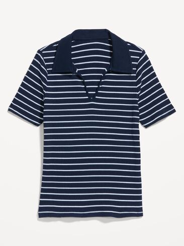 Old Navy Keyhole Polo Top - White Stripe in Kuwait