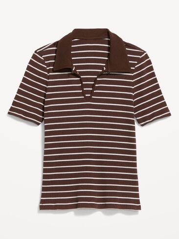 Old Navy Keyhole Polo Top - Earth Brown Stripe in Kuwait