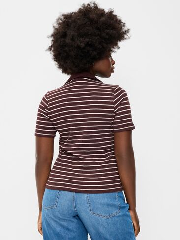 Old Navy Keyhole Polo Top - Earth Brown Stripe in Kuwait