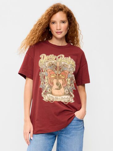 Old Navy Dolly Parton™ Oversized Tunic T-Shirt - Goji Berry in Kuwait
