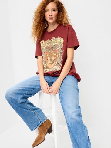 Old Navy Dolly Parton™ Oversized Tunic T-Shirt - Goji Berry in Kuwait