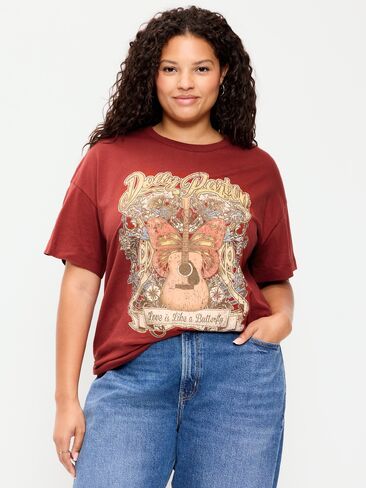 Old Navy Dolly Parton™ Oversized Tunic T-Shirt - Goji Berry in Kuwait