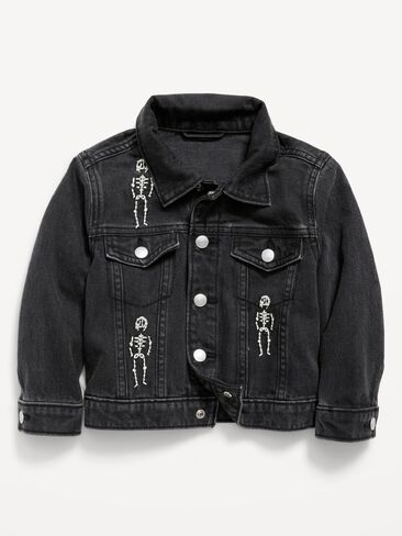 Old Navy Oversized Unisex Trucker Jean Jacket for Toddler - Washed Black in Kuwait