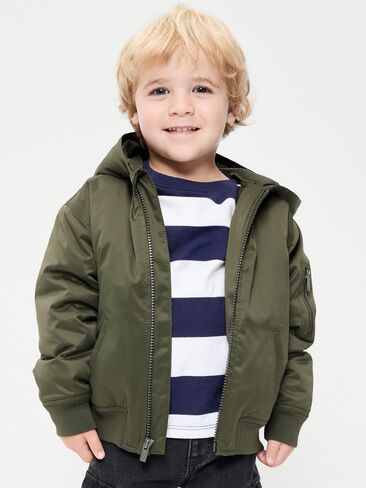 Old Navy Water-Resistant Oversized Satin Bomber Jacket for Toddler Boys - Alpine Tundra in Kuwait