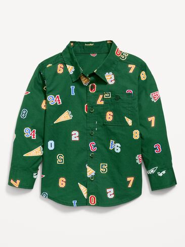 Old Navy Printed Long-Sleeve Poplin Pocket Shirt for Toddler Boys - Field Of Greens in Kuwait
