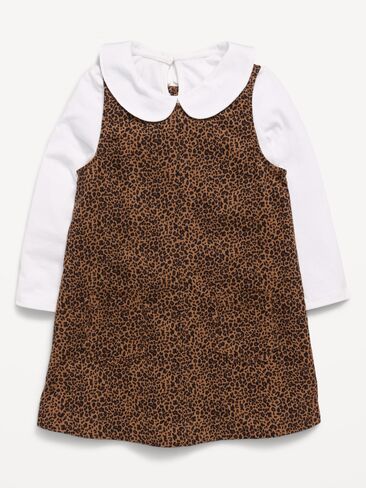 Old Navy Collared Top and Dress Set for Toddler Girls - Brown Leopard in Kuwait
