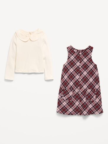Old Navy Collared Top and Plaid Dress Set for Toddler Girls - Plaid in Kuwait