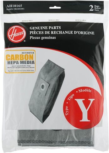 Hoover Type Y Pleated Carbon HEPA Bag Replacement for Upright Vacuum Cleaner, 2 Pack, AH10165, Gray, 2 Count in Kuwait