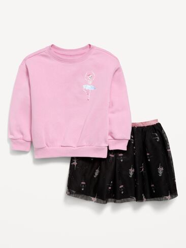 Old Navy Graphic Sweatshirt and Tutu Skirt Set for Toddler Girls - Skeleton Ballerina in Kuwait