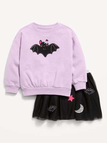 Old Navy Sweatshirt & Tutu Skirt Set for Toddler Girls - Bats Black in Kuwait