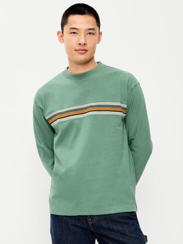 Old Navy Long-Sleeve Heavyweight Rotation T-Shirt - Silver Fern in Kuwait