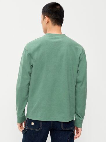 Old Navy Long-Sleeve Heavyweight Rotation T-Shirt - Silver Fern in Kuwait