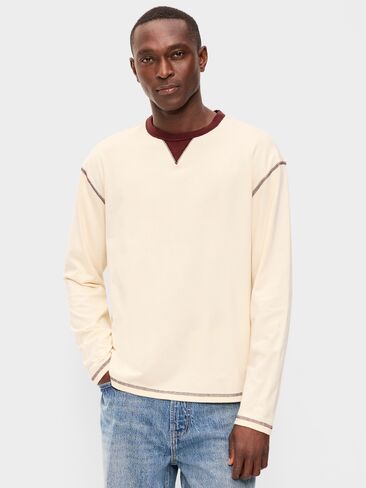 Old Navy Heavyweight Long-Sleeve T-Shirt - Howlite in Kuwait
