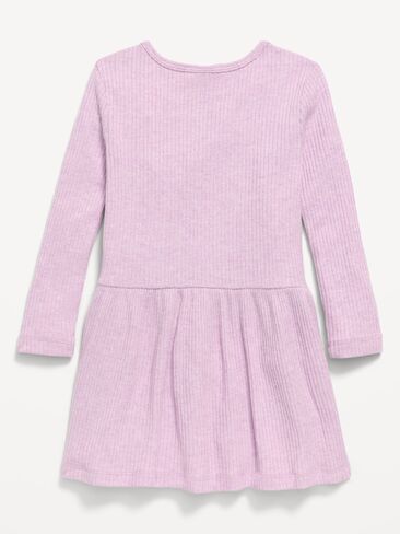 Old Navy Long-Sleeve Ribbed Heart Pocket Dress for Toddler Girls - Spring Wisteria in Kuwait