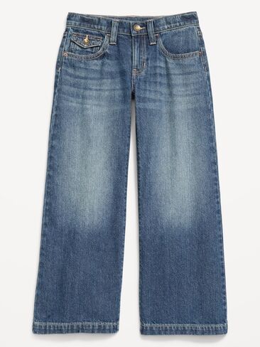 Old Navy Low-Rise Baggy Wide-Leg Jeans for Girls - Medium Wash in Kuwait