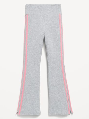 Old Navy High-Waisted Side Striped Flared Leggings for Girls - Heather Gray Stripe in Kuwait