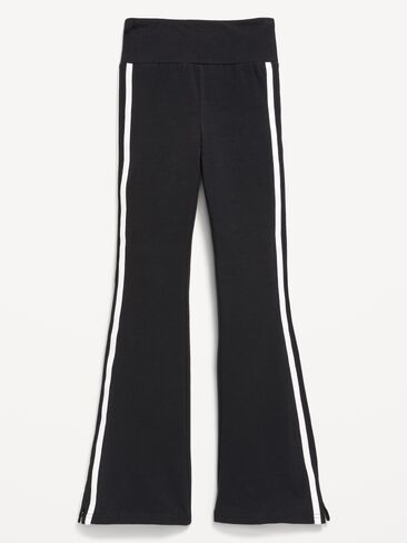 Old Navy High-Waisted Side Striped Flared Leggings for Girls - Black Jack in Kuwait