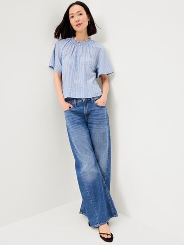 Old Navy Loose Short-Sleeve Striped Top - Blue Stripe in Kuwait