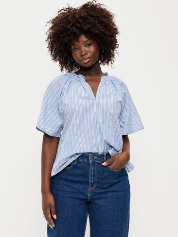 Old Navy Loose Short-Sleeve Striped Top - Blue Stripe in Kuwait