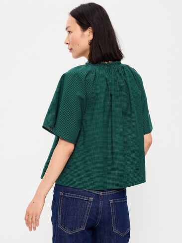 Old Navy Loose Short-Sleeve Top - Green Plaid in Kuwait