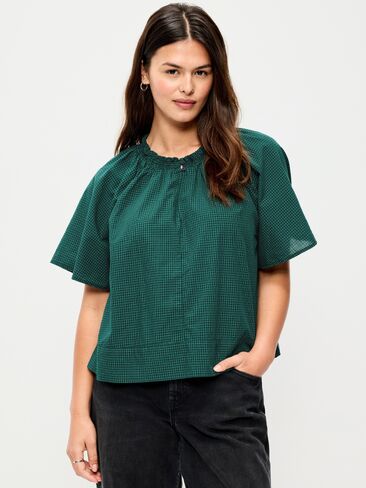 Old Navy Loose Short-Sleeve Top - Green Plaid in Kuwait