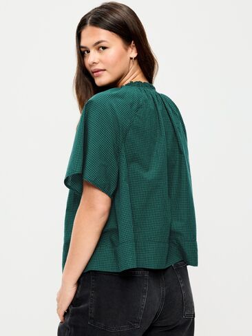 Old Navy Loose Short-Sleeve Top - Green Plaid in Kuwait