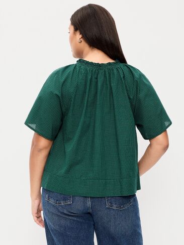 Old Navy Loose Short-Sleeve Top - Green Plaid in Kuwait