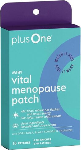 plusOne Vital Menopause Patch AM & PM – Hot Flash & Night Sweat Support – Promotes Energy & Sleep – Herbal Daily Patches – 16ct in Saudi Arabia