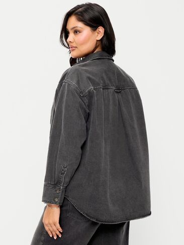 Old Navy Oversized Boyfriend Button-Down Jean Shirt - Black Wash in Kuwait