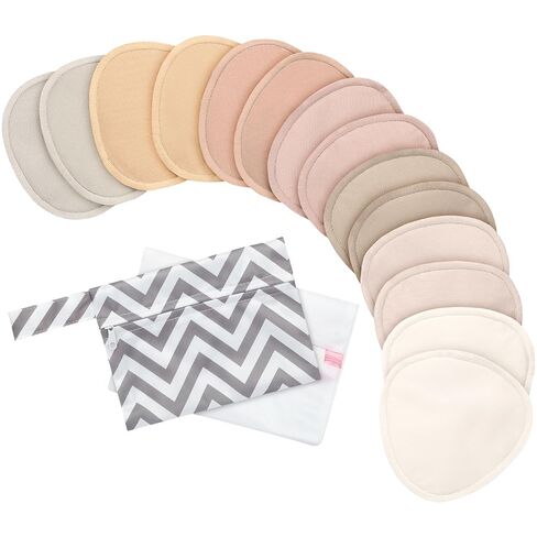 14-Pack Organic Nursing Pads - Washable Breast Pads for Breastfeeding, Nursing Bra Nipple Pads for Breastfeeding, Pumping Bra Reusable Breast Pad, Maternity Breastfeeding Bra Pad (Bare Beige, L 4.8") in Saudi Arabia