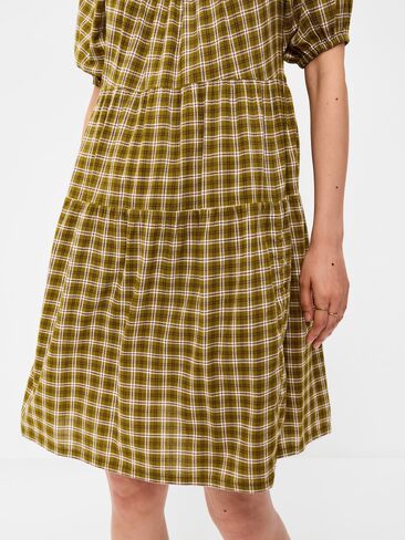 Old Navy Puff-Sleeve Smocked Mini Swing Dress - Green Plaid in Saudi Arabia