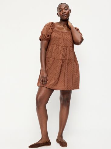 Old Navy Puff-Sleeve Swing Mini Dress - Coco de mer in Kuwait
