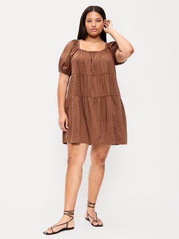 Old Navy Puff-Sleeve Swing Mini Dress - Coco de mer in Kuwait