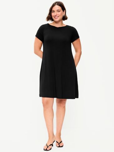Old Navy Short-Sleeve Mini Swing Dress - Black Jack in Kuwait