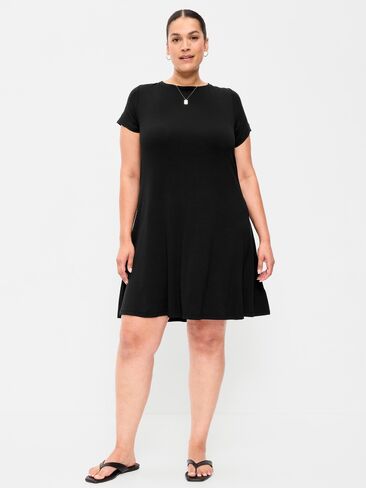 Old Navy Short-Sleeve Mini Swing Dress - Black Jack in Kuwait