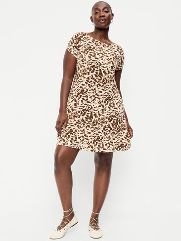 Old Navy Short-Sleeve Mini Swing Dress - Leopard in Kuwait