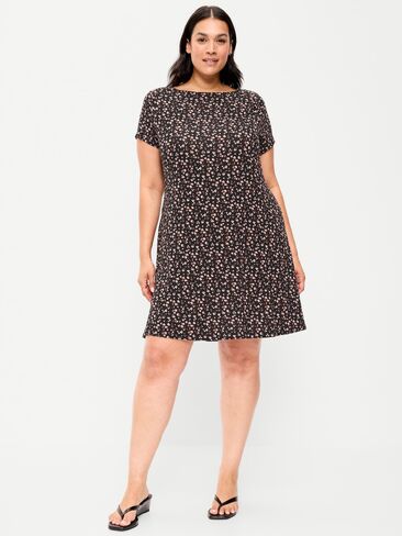 Old Navy Short-Sleeve Mini Swing Dress - Black Ditsy Floral in Kuwait