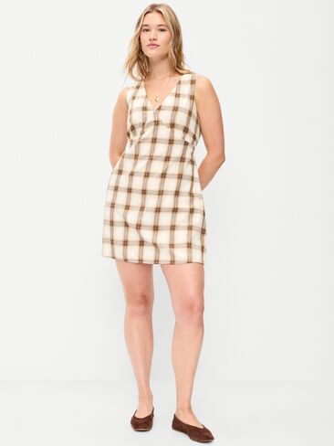 Old Navy Sleeveless A-Line Mini Dress - Cream/Brown Plaid in Kuwait