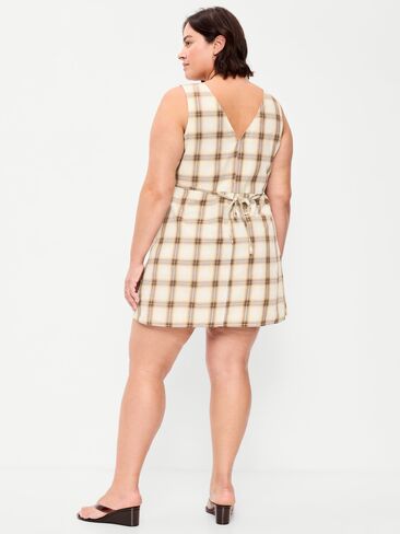 Old Navy Sleeveless A-Line Mini Dress - Cream/Brown Plaid in Kuwait