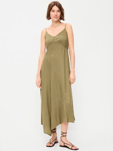 Old Navy Fit & Flare Tie-Back Asymmetrical Midi Dress - Kombu in Kuwait