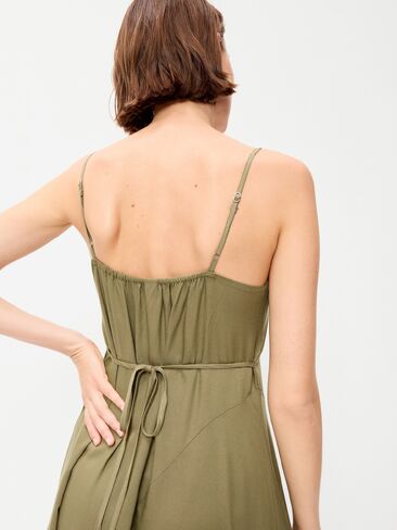 Old Navy Fit & Flare Tie-Back Asymmetrical Midi Dress - Kombu in Kuwait