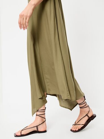 Old Navy Fit & Flare Tie-Back Asymmetrical Midi Dress - Kombu in Kuwait