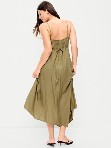 Old Navy Fit & Flare Tie-Back Asymmetrical Midi Dress - Kombu in Kuwait
