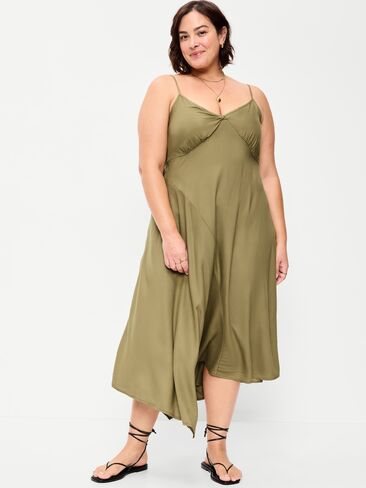 Old Navy Fit & Flare Tie-Back Asymmetrical Midi Dress - Kombu in Kuwait