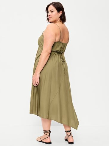 Old Navy Fit & Flare Tie-Back Asymmetrical Midi Dress - Kombu in Kuwait