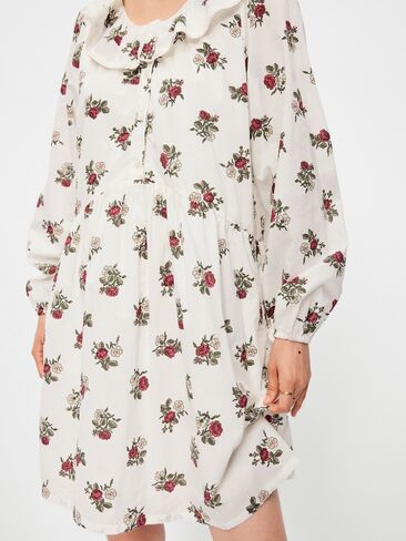Old Navy Long-Sleeve Ruffle-Collar Swing Mini Dress - White Floral in Kuwait
